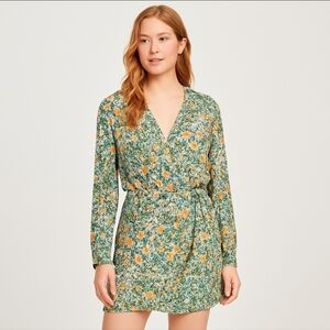 Cupshe Rayne Ditsy Floral Wrap Dress Sz XL Long Sleeve Mini Cottagecore Vibes